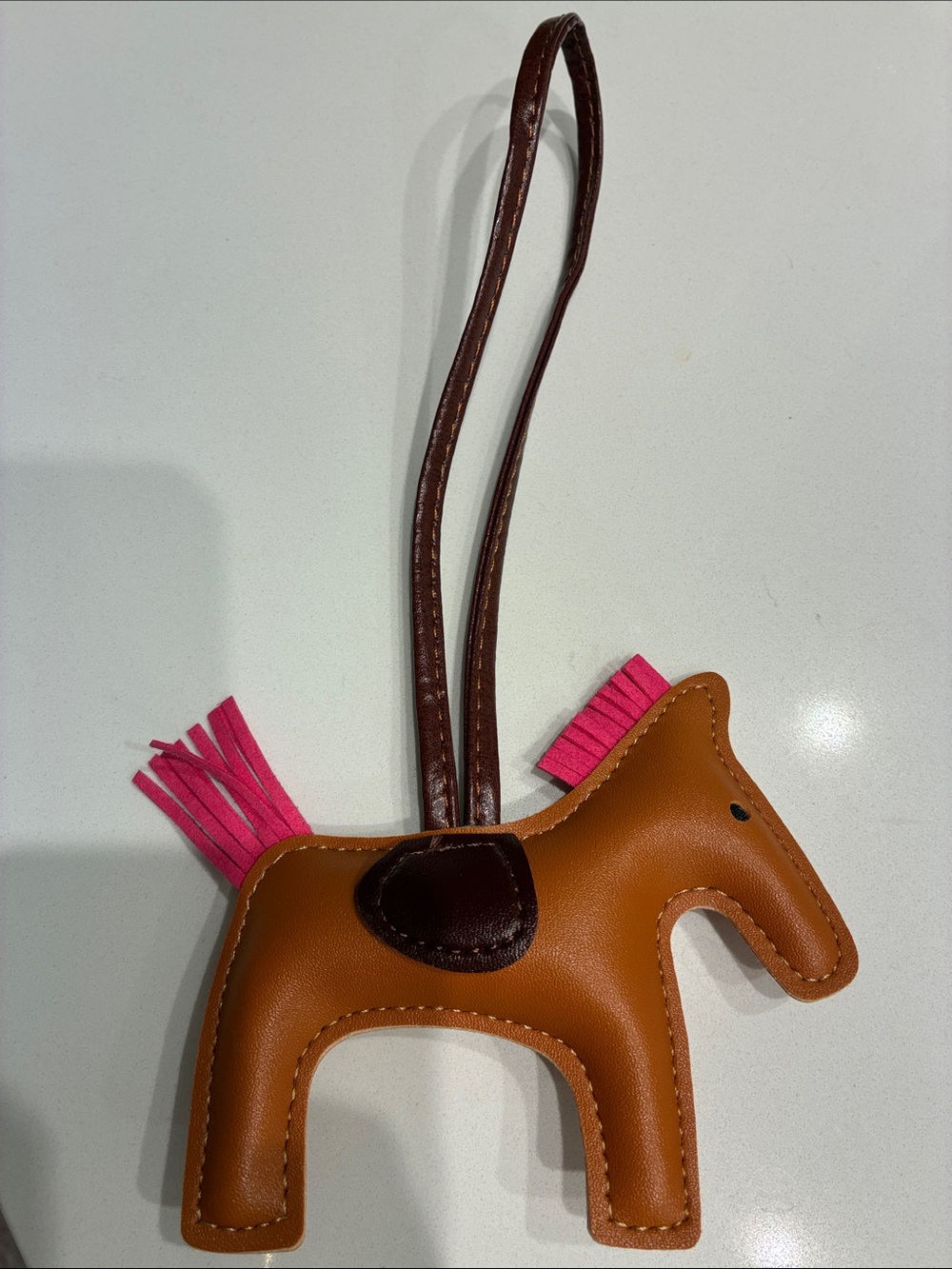 Brown Horse Bag Charm with Pink Mane